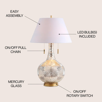 Highland 30.75" Gourd Glass LED Table Lamp - JONATHAN Y